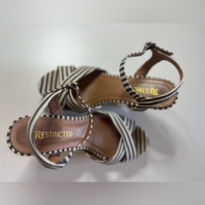 Restricted Black and Ivory striped Heels - Size 7.5